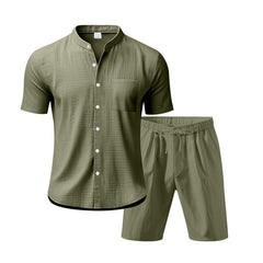 American Linen Suit Men's Summer Short Sleeve - TikTopia