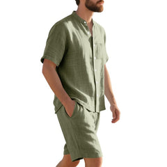 American Linen Suit Men's Summer Short Sleeve - TikTopia