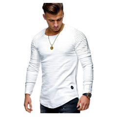 Men's Solid Color Slim Fit Round Neck Long Sleeves T-shirt Personality - TikTopia