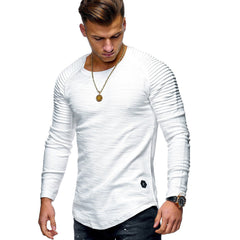 Men's Solid Color Slim Fit Round Neck Long Sleeves T-shirt Personality - TikTopia