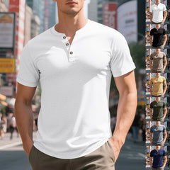 Muscle Bamboo Retro Henley Shirt Short Sleeve - TikTopia
