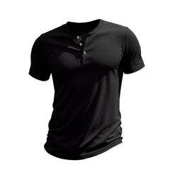 Muscle Bamboo Retro Henley Shirt Short Sleeve - TikTopia