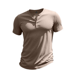 Muscle Bamboo Retro Henley Shirt Short Sleeve - TikTopia
