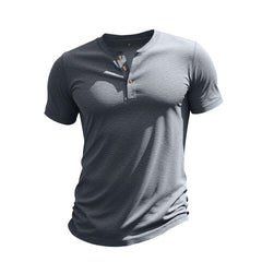 Muscle Bamboo Retro Henley Shirt Short Sleeve - TikTopia