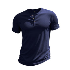 Muscle Bamboo Retro Henley Shirt Short Sleeve - TikTopia