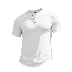 Muscle Bamboo Retro Henley Shirt Short Sleeve - TikTopia
