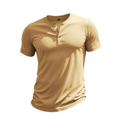 Muscle Bamboo Retro Henley Shirt Short Sleeve - TikTopia