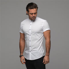 New Summer Shirt  Fitness Clothing Cotton Tops Short Sleeve Sports Shirts Brand Mens Short Cool Casual Fashion Breathable Shirt - TikTopia