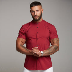 New Summer Shirt  Fitness Clothing Cotton Tops Short Sleeve Sports Shirts Brand Mens Short Cool Casual Fashion Breathable Shirt - TikTopia
