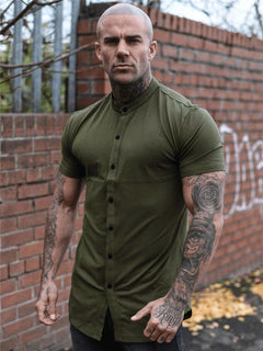 New Summer Shirt  Fitness Clothing Cotton Tops Short Sleeve Sports Shirts Brand Mens Short Cool Casual Fashion Breathable Shirt - TikTopia
