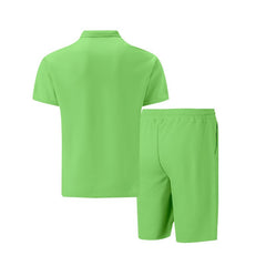 Solid Color Polo Collar T-shirt Shorts Casual Suit - TikTopia