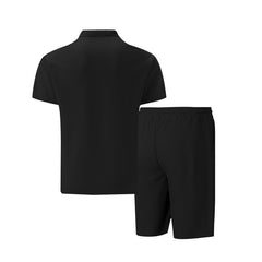 Solid Color Polo Collar T-shirt Shorts Casual Suit - TikTopia
