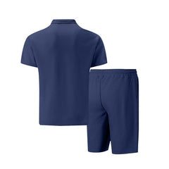 Solid Color Polo Collar T-shirt Shorts Casual Suit - TikTopia