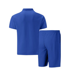 Solid Color Polo Collar T-shirt Shorts Casual Suit - TikTopia
