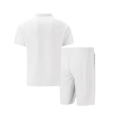 Solid Color Polo Collar T-shirt Shorts Casual Suit - TikTopia