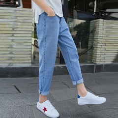 Men's Loose Straight Fashion Brand High-end Spring And Autumn New Small Harem Jeans - TikTopia