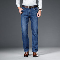 Men's Jeans Straight Loose Elastic Business Trousers - TikTopia