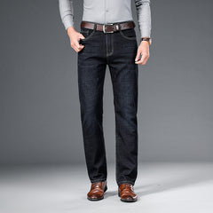 Men's Jeans Straight Loose Elastic Business Trousers - TikTopia