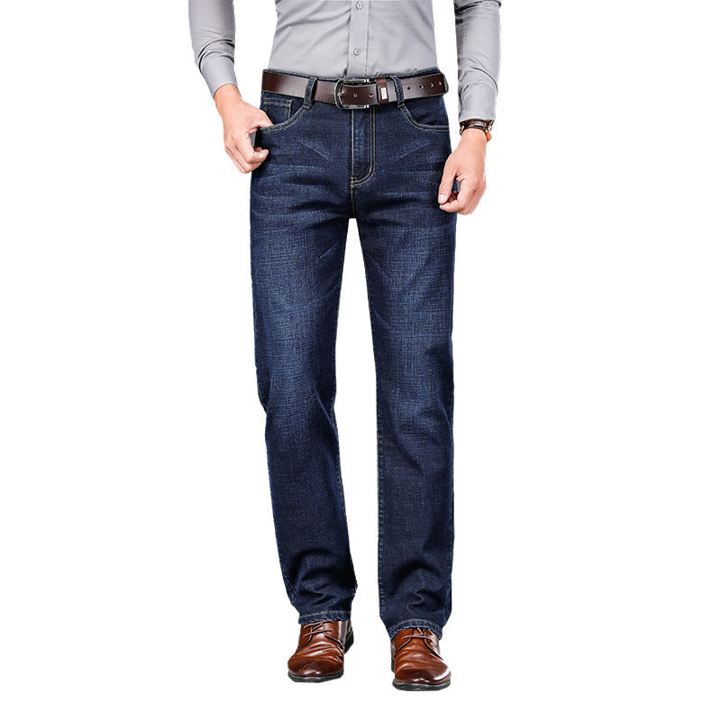 Men's Jeans Straight Loose Elastic Business Trousers - TikTopia