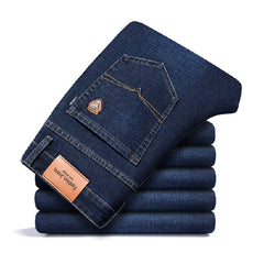 Men's Jeans Straight Loose Elastic Business Trousers - TikTopia