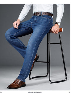 Men's Jeans Straight Loose Elastic Business Trousers - TikTopia