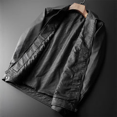 Men's Stand Collar Jacket Leather - TikTopia