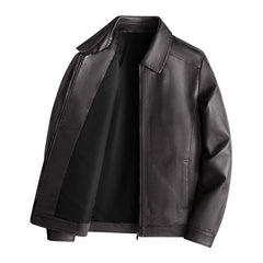 Men's Stand Collar Jacket Leather - TikTopia