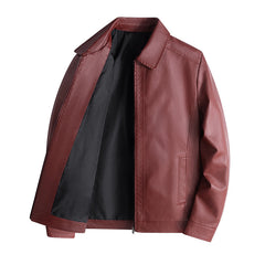 Men's Stand Collar Jacket Leather - TikTopia