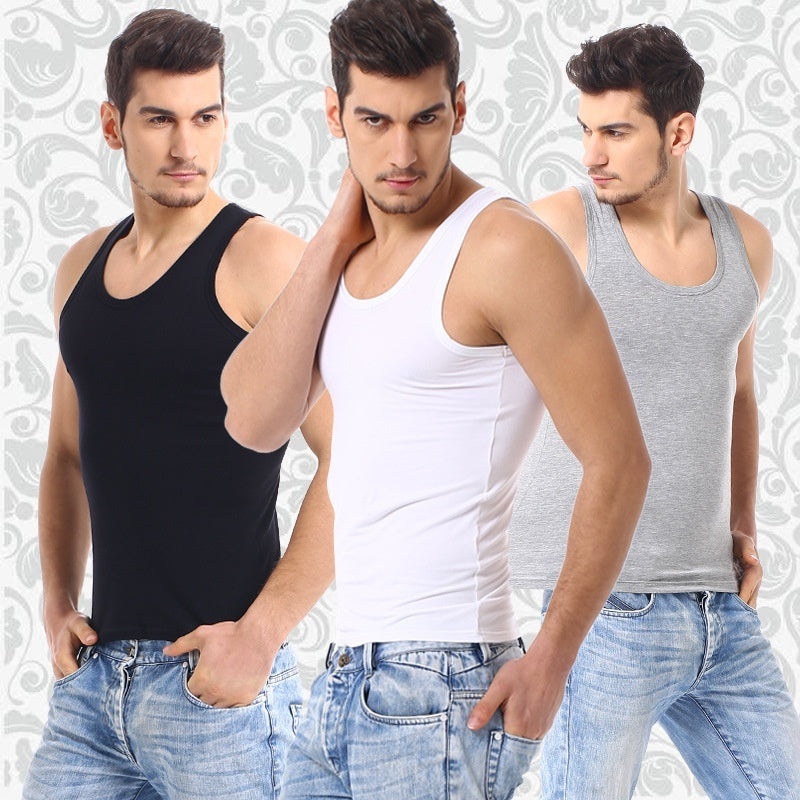 Men's Pure Color Minimal Versatile Cotton Vest - TikTopia