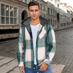 Men's Flannel Jacket Zipper Hooded Jacket - TikTopia