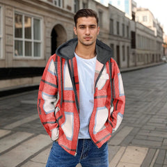 Men's Flannel Jacket Zipper Hooded Jacket - TikTopia