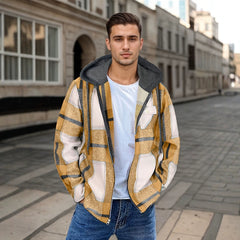 Men's Flannel Jacket Zipper Hooded Jacket - TikTopia