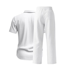 Simple Workwear Short Sleeve Shirt Trousers Suit Men - TikTopia