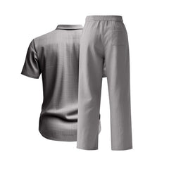 Simple Workwear Short Sleeve Shirt Trousers Suit Men - TikTopia