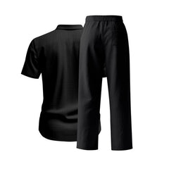 Simple Workwear Short Sleeve Shirt Trousers Suit Men - TikTopia