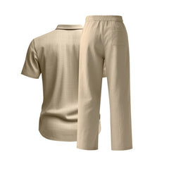 Simple Workwear Short Sleeve Shirt Trousers Suit Men - TikTopia