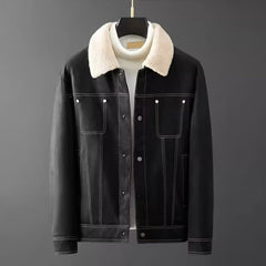 Suede Fabric Jacket Men's Short Autumn And Winter Thickened Work Clothes - TikTopia