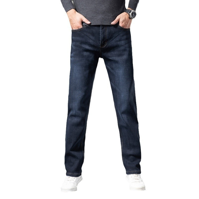 Fleece-lined Men's Loose Straight Plus Size Jeans - TikTopia