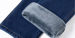Fleece-lined Men's Loose Straight Plus Size Jeans