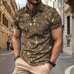 Polo Shirt Digital Printing Button Street Casual T-shirt - TikTopia