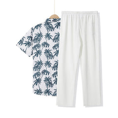 Beach Vacation Casual Loose Trousers Two-piece Suit For Men - TikTopia