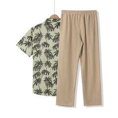 Beach Vacation Casual Loose Trousers Two-piece Suit For Men - TikTopia