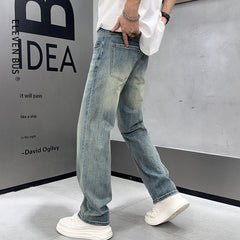 Men's Loose Elastic Casual Light Blue Jeans - TikTopia