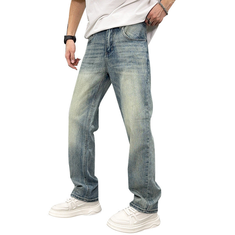 Men's Loose Elastic Casual Light Blue Jeans - TikTopia