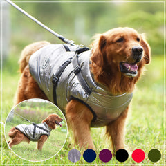 Waterproof Dog Clothes Winter Dog Coat With Harness Warm Pet Clothing Big Dog Jacket Chihuahua Labrador Coat Costume - TikTopia