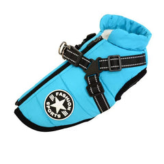 Waterproof Dog Clothes Winter Dog Coat With Harness Warm Pet Clothing Big Dog Jacket Chihuahua Labrador Coat Costume - TikTopia
