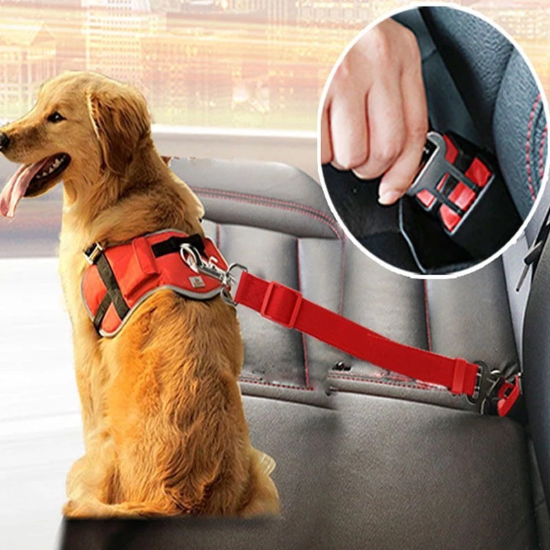 Adjustable Pet Cat Dog Car Seat Belt Pet Seat Vehicle Dog Harness Lead Clip Safety Lever Traction Dog Collars Dogs Accessoires Pets Products - TikTopia