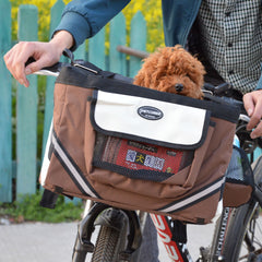 Pet Bicycle Carrier Cat Dog Bicycle Bag Bike Removable Basket Handlebar Front Basket Small Cat Dog Carrier - TikTopia