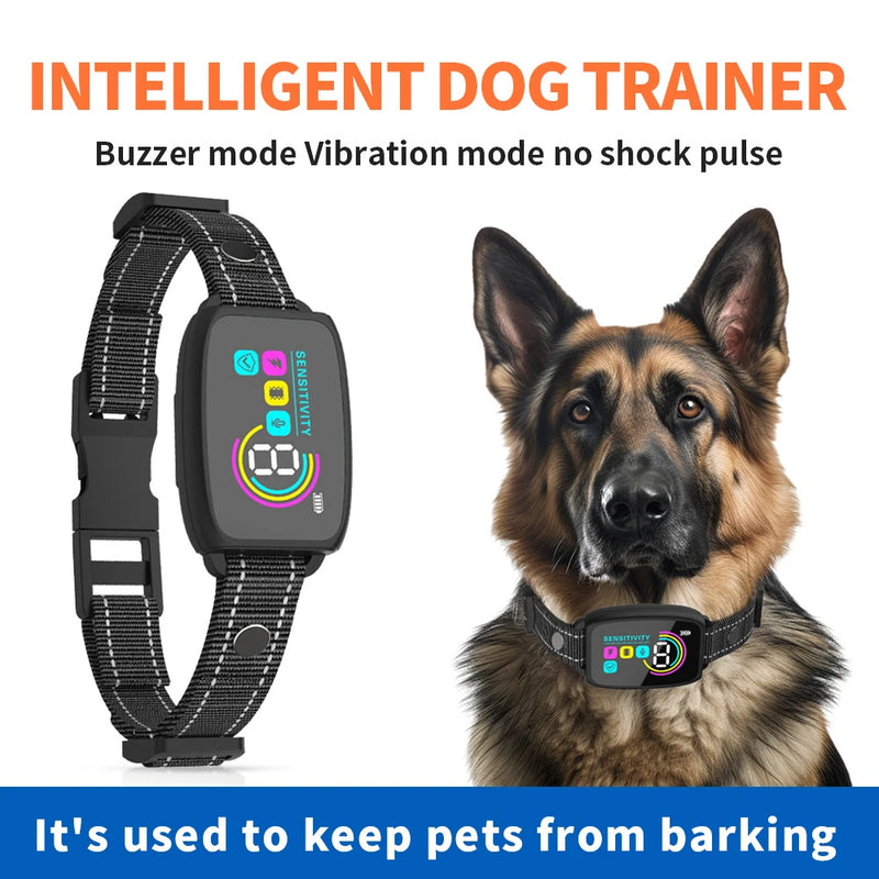 Smart Automatic Anti Barking Dog Collar Rechargeable Bark Stopper Stop Barking HD Digital Display IP67 Waterproof Collar For Dogs Pet Products - TikTopia