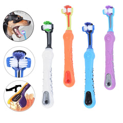 Three Sided Pet Toothbrush Dog Brush Bad Breath Tartar Teeth Care - TikTopia